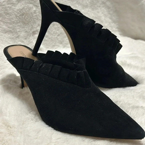 Gianni Bini Ruffled Suede Heels - Picture 2 of 7